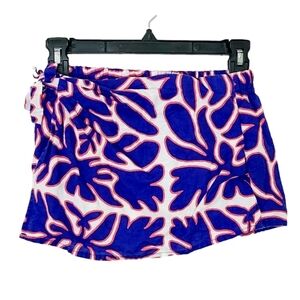 Crewcuts by J Crew Faux Wrap Skirt Skort Blue Pink Hawaiian Print Girls Sz 10